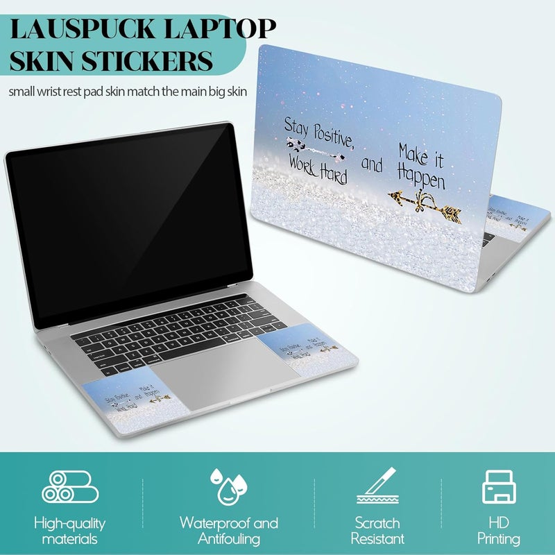 Lauspuck Laptop Skin Sticker Decal, 12" 13" 13.3" 14" 15" 15.4" 15.6 inch Personalized Universal Vinyl Notebook Skin Sticker Cover Art Protector Decal with Free 2 Wrist Pads, Stay Positive Blue - Image 5